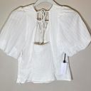 ASTR NWT  White Short Bubble Sleeve Tie Back Top Photo 5