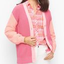 Talbots Pink Colorblock Shaker Stitch V Neck Button Down Cardigan Sweater Photo 8