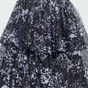 L'ATISTE L’ATISTE Women’s Multi Tiered Full Maxi Skirt Black Tulle White Floral print Med Photo 1