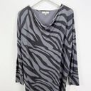 Natori  Grey Zebra Animal Print Cowl Neck Sweater Tunic Medium M Photo 0