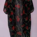 Live 4 Truth  S Cardigan Black Sheer Longline Short Sleeve Rose Swim Kimono Photo 0