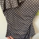 Garnet Hill NWT  Asymmetric One Shoulder Ruffle Polka Dot Grey Swimsuit Ruching 8 Photo 3