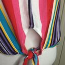 Full Tilt  Red Multicolor Stripes Spaghetti Strap Tie Front Summer Top M Photo 5