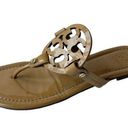 Tory Burch  Sandals Tan Patent Leather Flip Flops Slip On Logo Shoes Women's 9.5M Photo 0