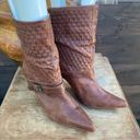 Rsvp  Heeled Boots brown woven leather western pointy buckles slouchy size 10 Photo 2