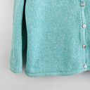 L.L.Bean  Turqouise Blue Thick Knit Luxury Button Down Cardigan Sweater ~ Sz Large Photo 3