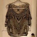 Cache  ✨3 for $30✨ Silk Snakeskin Print Embellished Sheer Top Size Small Photo 0