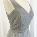 Monique Lhuillier  Bridesmaid Womens 12 Tulle Petra Pleated Sleeveless Gray Maxi Photo 2