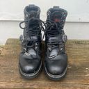 Harley Davidson  Black Moto Biker Lace Up Buckle Boots 81003 Size 6 1/2 Photo 1