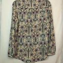 LC Lauren Conrad  Peach Blue Purple Floral Long Sleeve Semi Sheer Button Down MED Photo 4