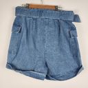 INC Jeannie Mai for  Light Wash Blue Denim Cargo Shorts Belt Size 10 Photo 2