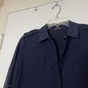 Massimo Dutti  Navy Blue Button front Mulberry silk tunic blouse shirt size US 4 Photo 1