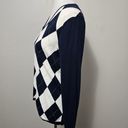 Tommy Hilfiger  Navy & White Argyle Vneck Cotton Sweater Size Medium Photo 2