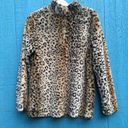 Pink Lily  Women's Size Medium Brown Leopard Print Faux Fur Quarter Zip Sweater Photo 0