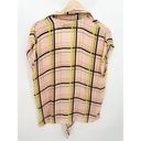 Nicole Miller  Artelier Pink Plaid Tie Front Collared Shirt Women's Size Small S Photo 1