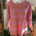 st. john's bay  Pink/Orange Stripe Pullover Sweater 3/4 Sleeve Scoop Neck Size XL Photo 0