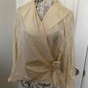 Dana Buchman NWT  Vintage Silk Wrap Long Sleeve Blouse Cream Women's Size 12 Photo 1