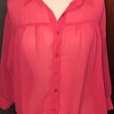 Kirra  - Coral sheer button blouse with lace back Photo 0