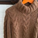 American Eagle Cable Knit Chocolate Brown Chunky Mock Neck Soft Sweater Size S Photo 1