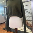 Naked Wardrobe French Terry Crop Hoodie In Olive Green Photo 2