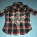 Cello  flannel button up long sleeves rhinestone details chest pocket size M Photo 1