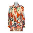 Alexis Abstract Puff Sleeve Button Front Chiffon Maxi Dress w/Waist Tie Small Photo 1