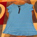 Jeans by Buffalo NWT  Y2K Style Vintage T Shirt Blue Stripes Sequins Size Small Photo 0