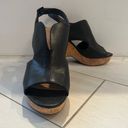 Franco Sarto Gallard Cork Wedge Black Slingback Leather Sandals Size 10M Photo 1