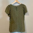 Bohme  Green Polka Dot Flutter Sleeve Blouse Photo 2