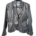 Edge ZINI Signature Black Leather Jacket Raw  Tapered Blazer Coat - Medium Photo 0