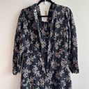 Rebecca Taylor  Dress 100% Silk Long Sleeves Tie Neck Navy & Pink Floral Sz 6 EUC Photo 8