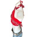 Bandana Halter Top Cropped One Size Festival Western Red Handcrafted Unique NEW Photo 1