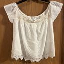 Francesca's Francesca’s Jun & Ivy White Eyelet with Lace Crop Top Photo 0