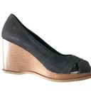 American Eagle Wedges Denim Blue Brown Heels 10 Photo 4