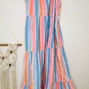 Soludos  Violet Women's 100% Cotton Midi Dress in Maldive Stripe new pink blue Photo 2