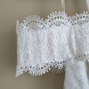 Francesca’s Cute Romper off Shoulder Lace Crochet Shorts size Small White Photo 1