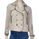 Free People  Women’s Size 4 Light Gray Double Breasted Cotton Mini Trench Jacket Photo 1