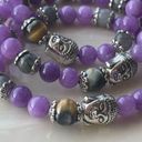 Dream tiger eye Buddha head labradorite kunzite ONE NEW stretch bracelet hand cr Purple Photo 8