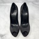 Christian Dior Miss Dior Silk Satin Leather Open Peep Toe Pumps Black Italy 38.5 Photo 3