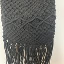 Danielle Nicole  Macrame Fringe Wood Handle Shoulder Purse Photo 3