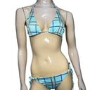 WIA W.I.A. Dolls Kill Womens Size S Blue Purple Gray Silver Plaid RIP Bikini Set Photo 3