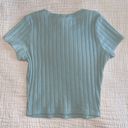 Bozzolo Blue Green Ribbed Cropped Tee Top Photo 5