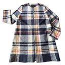 Rachel Zoe  blue wool blend oversized plaid coat size s Photo 9