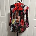 Alberto Makali  Black V Neck Floral Print Blouse Photo 4