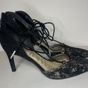 Sam & Libby  Omni Ghillie Mid Heel Lace Pumps Black Sz 6 Pointed Lace Up Zip Up Photo 2