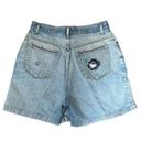 Vintage Embroidered Denim Shorts 90s AJ Brandon Size 13/14‎ Retro Hippie Y2K Blue Photo 1