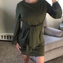 PRETTYGARDEN NWT olive Green Tie Waist Dress  Photo 0