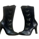 Demonia  Tesla Black Steampunk Heeled Boots with Skull Butterflies Photo 0