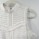 Bardot  Shadow Stripe Cold Shoulder Blouse Sz XS White Mock Neck Pleated Ruffle Photo 1