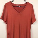 Lush Clothing Lush Women’s Oversized Burnt Orange Long Hi-Low Hem V-Neck Shirt Dress Photo 1